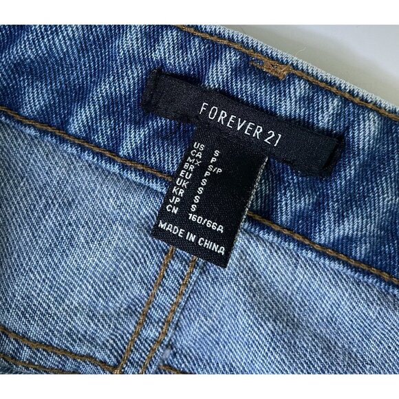 Forever 21 Skirt Women's Size Small Denim Jean Mini With Patches High Waisted - Picture 3 of 6